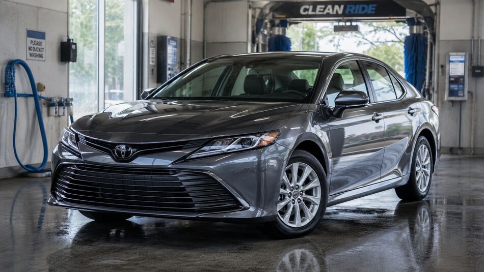 Car after pressure washing — clean and shiny